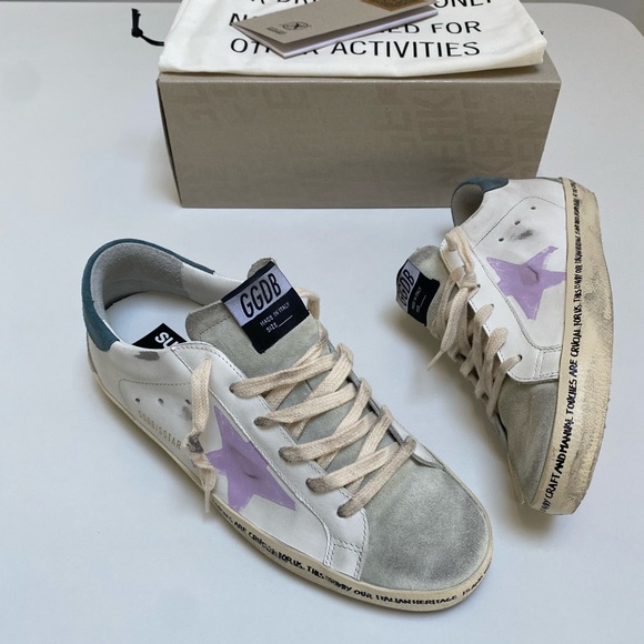 Golden Goose Superstar Sneaker in White/ Ice/ Pink/ Petrol size 40 New in Box - Picture 13 of 14